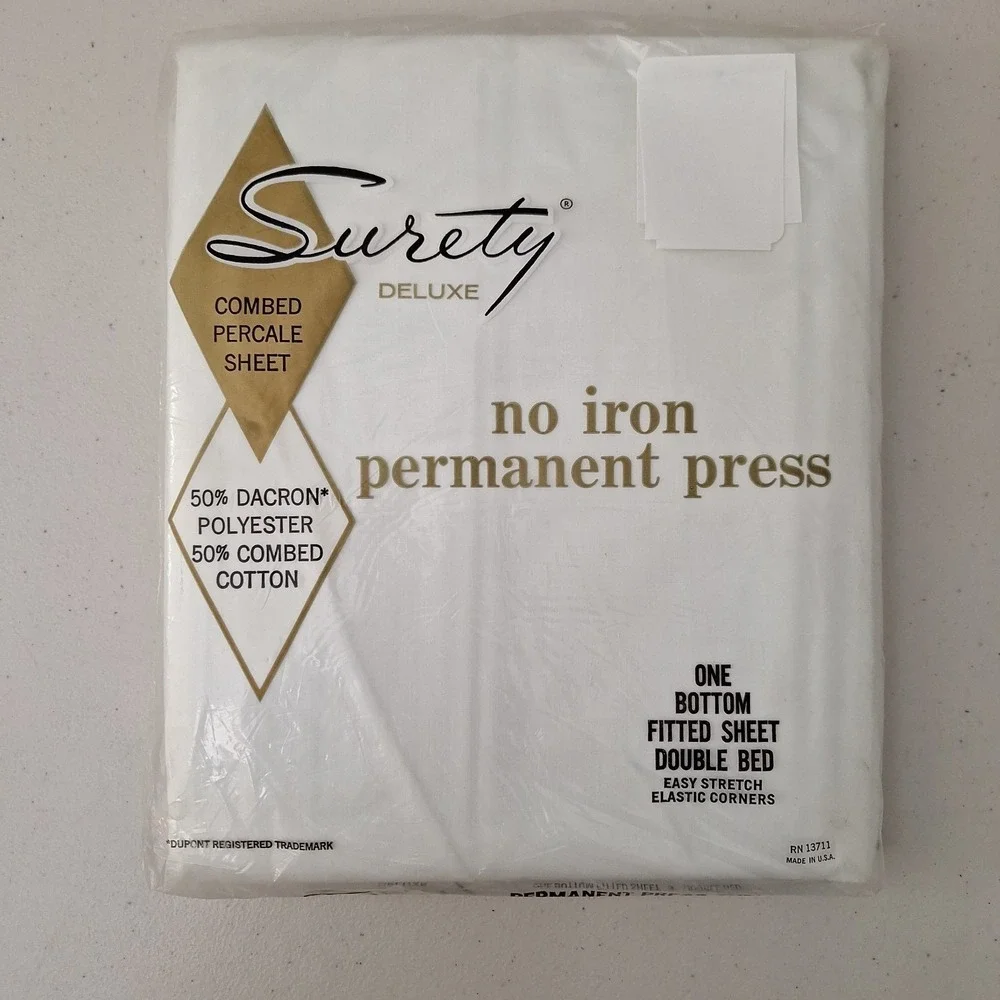 VTG Surety Deluxe No-Iron Perm. Press Combed Percale Double Bottom Fitted Sheet